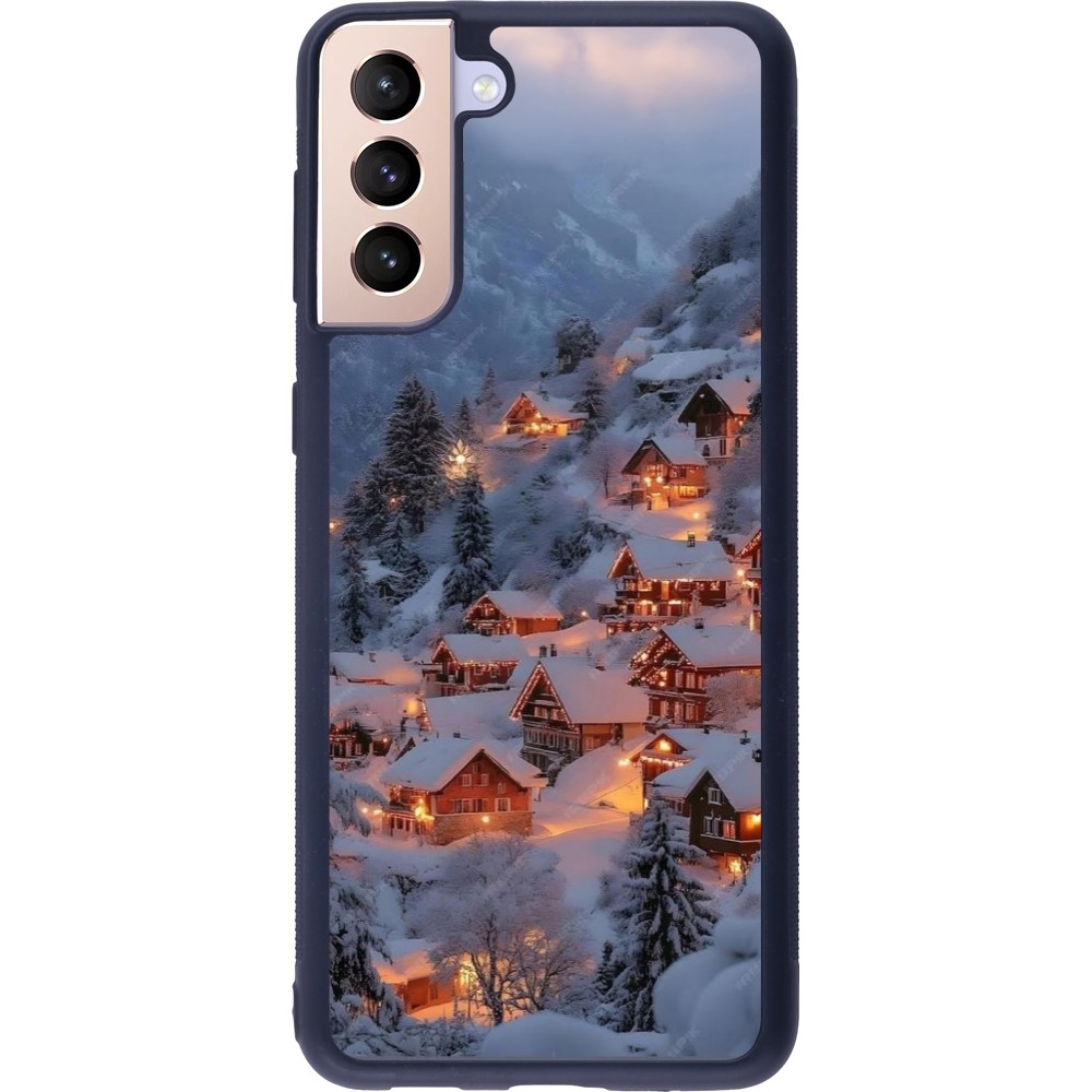 Coque Samsung Galaxy S21+ 5G - Silicone rigide noir Winter 25 Winter snowy village