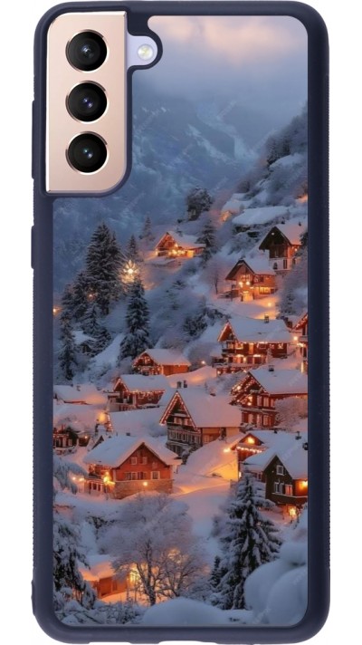 Coque Samsung Galaxy S21+ 5G - Silicone rigide noir Winter 25 Winter snowy village