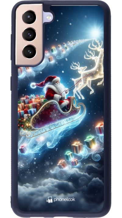 Coque Samsung Galaxy S21+ 5G - Silicone rigide noir Noël 2023 Père Noël enchanté