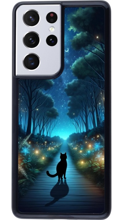 Samsung Galaxy S21 Ultra 5G Case Hülle - Schwarze Katze Spaziergang