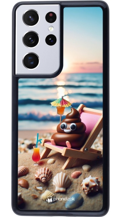 Coque Samsung Galaxy S21 Ultra 5G - Emoji caca sur chaise longue