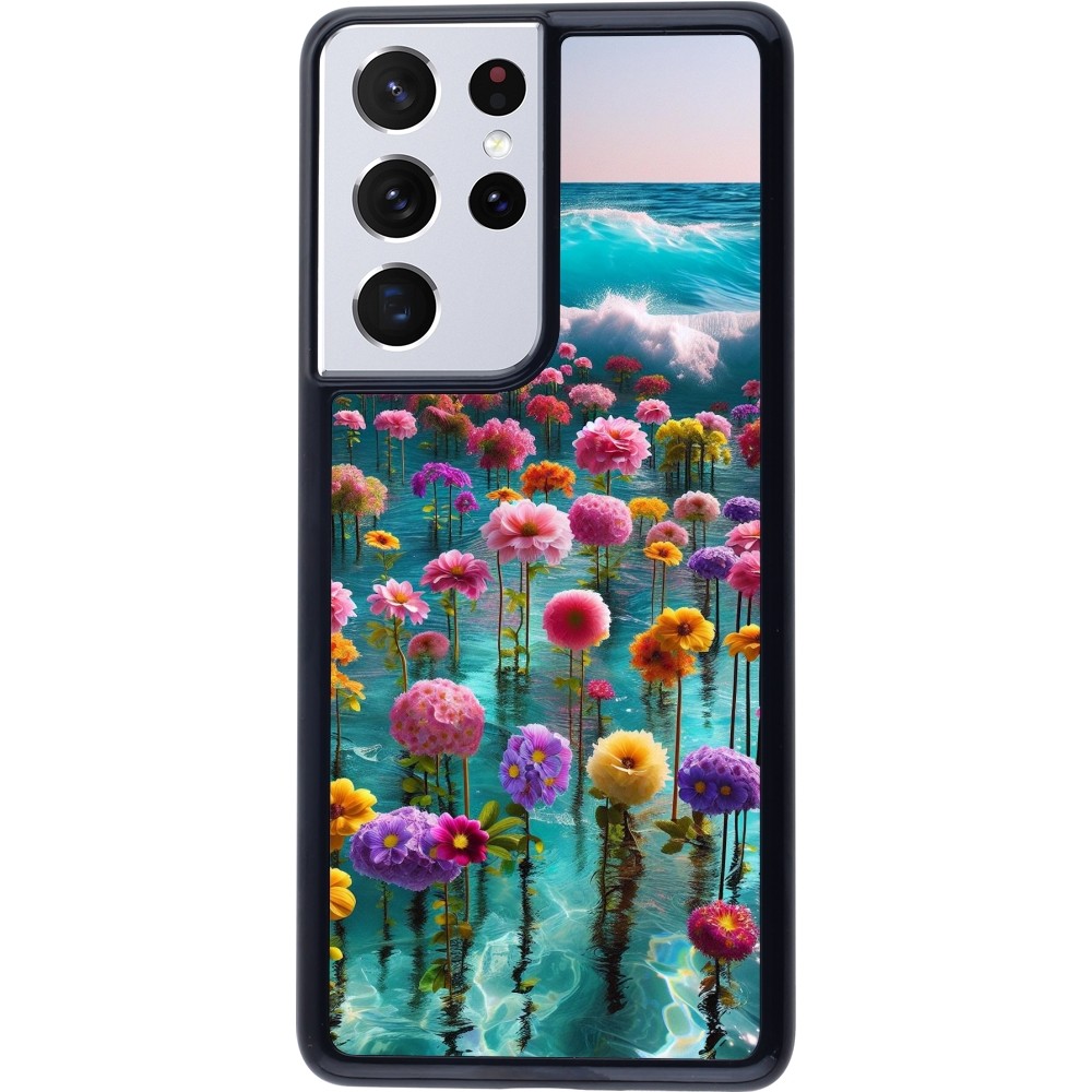 Samsung Galaxy S21 Ultra 5G Case Hülle - Blumenmeer Wellen