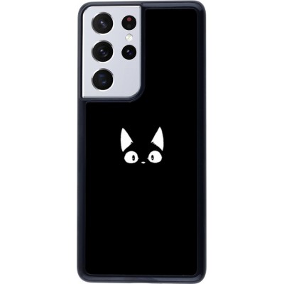 Coque Samsung Galaxy S21 Ultra 5G - Funny cat on black