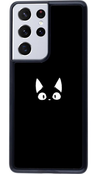 Coque Samsung Galaxy S21 Ultra 5G - Funny cat on black