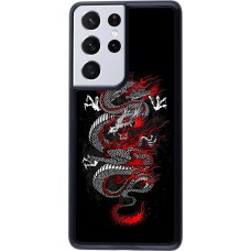 Samsung Galaxy S21 Ultra 5G Case Hülle - Japanese style Dragon Tattoo Red Black