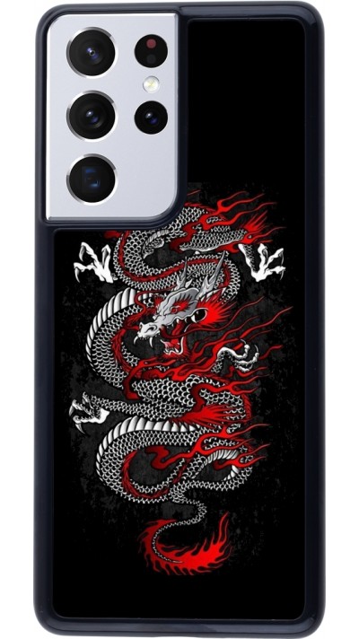 Coque Samsung Galaxy S21 Ultra 5G - Japanese style Dragon Tattoo Red Black