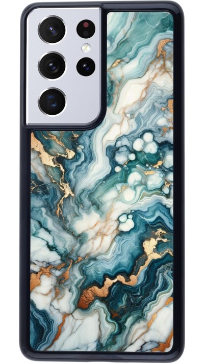 Coque Samsung Galaxy S21 Ultra 5G - Marbre Vert Bleu Doré
