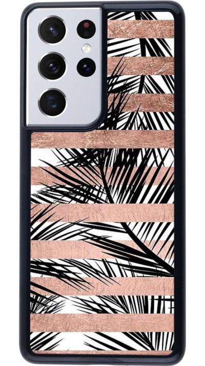 Coque Samsung Galaxy S21 Ultra 5G - Palm trees gold stripes