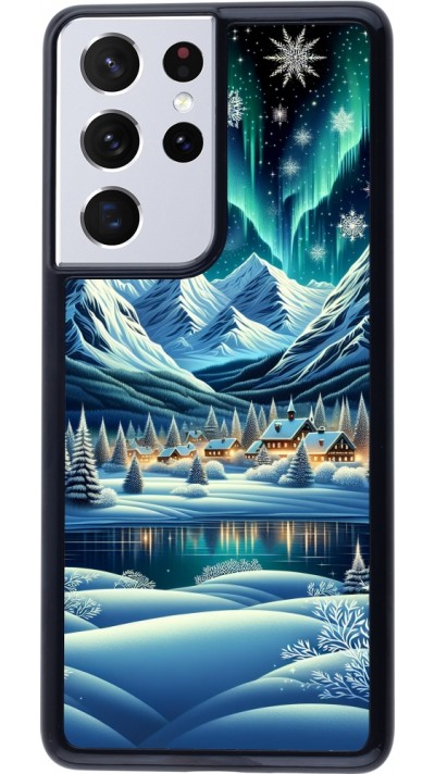 Coque Samsung Galaxy S21 Ultra 5G - Snowy Mountain Village Lake night