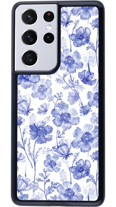 Samsung Galaxy S21 Ultra 5G Case Hülle - Spring 23 watercolor blue flowers
