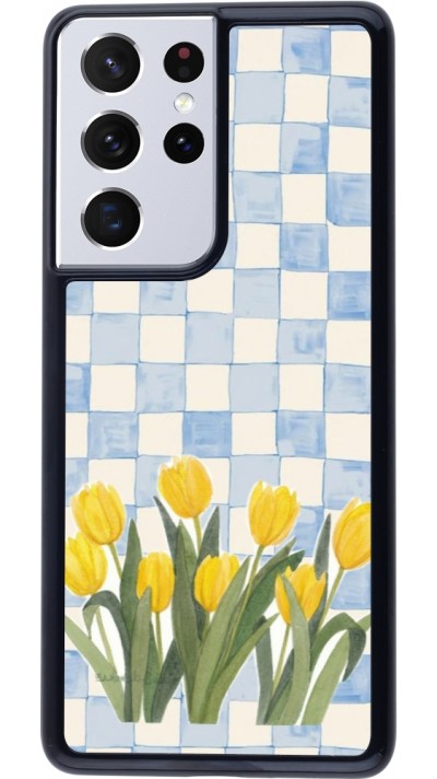 Samsung Galaxy S21 Ultra 5G Case Hülle - Blue vichy tulips Spring 2026