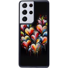 Coque Samsung Galaxy S21 Ultra 5G - Valentine 2024 Coeur Noir Abstrait