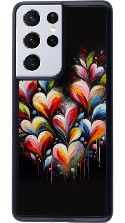 Samsung Galaxy S21 Ultra 5G Case Hülle - Valentin 2024 Schwarzes Herz Abstrakt