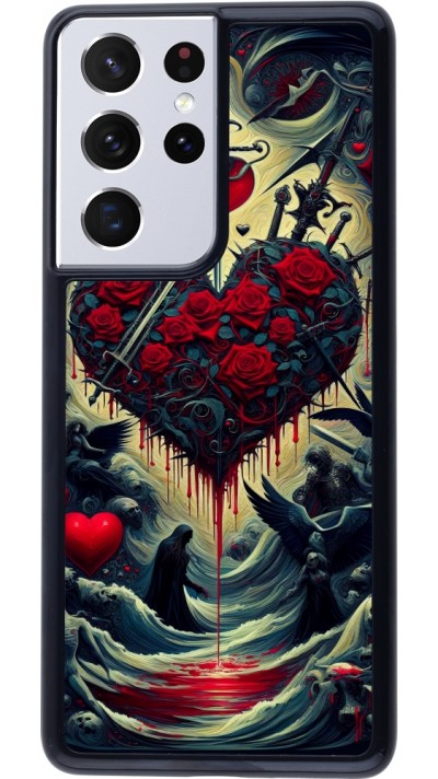 Coque Samsung Galaxy S21 Ultra 5G - Dark Love Coeur Sang