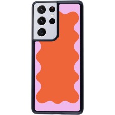 Samsung Galaxy S21 Ultra 5G Case Hülle - Wavy Rectangle Orange Pink