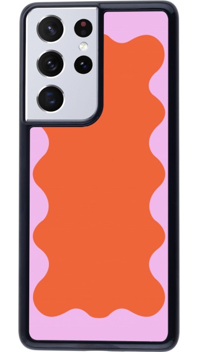 Coque Samsung Galaxy S21 Ultra 5G - Wavy Rectangle Orange Pink