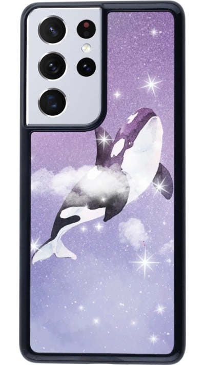 Coque Samsung Galaxy S21 Ultra 5G - Whale in sparking stars