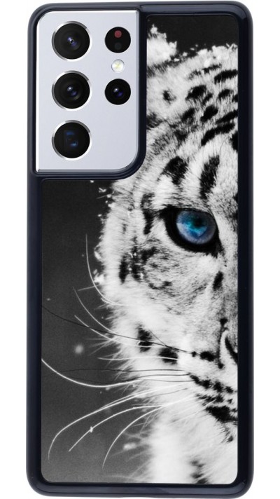 Coque Samsung Galaxy S21 Ultra 5G - White tiger blue eye
