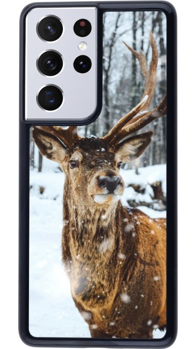 Coque Samsung Galaxy S21 Ultra 5G - Winter 22 Cerf sous la neige