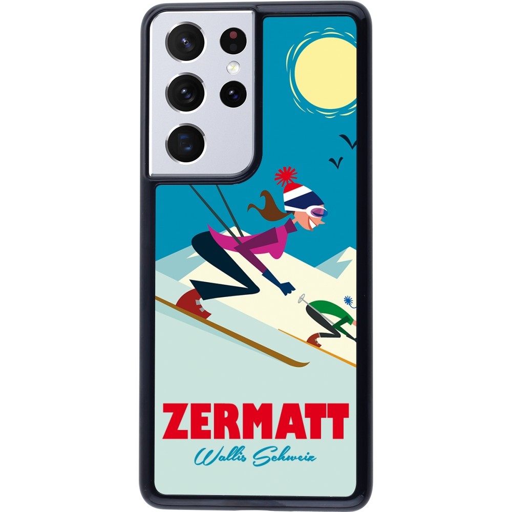 Samsung Galaxy S21 Ultra 5G Case Hülle - Zermatt Ski Downhill