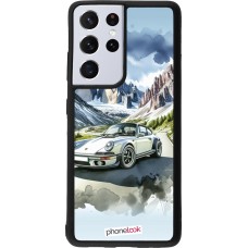 Coque Samsung Galaxy S21 Ultra 5G - Silicone rigide noir Porsche 911 Mountain Watercolor