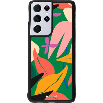 Hülle Samsung Galaxy S21 Ultra 5G - Silikon schwarz Abstract Jungle