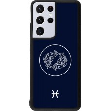 Coque Samsung Galaxy S21 Ultra 5G - Silicone rigide noir Astrologie Poissons