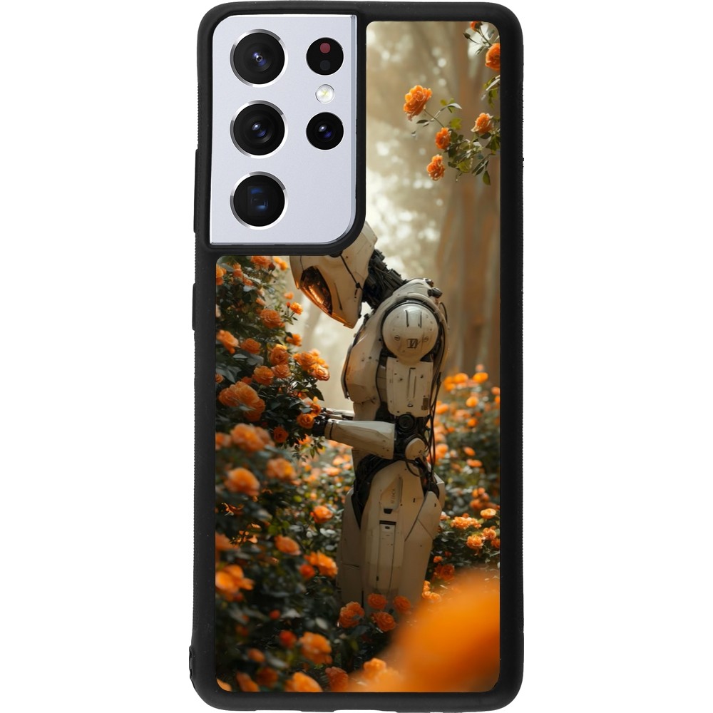 Samsung Galaxy S21 Ultra 5G Case Hülle - Silikon schwarz Astronaut flowers 2025