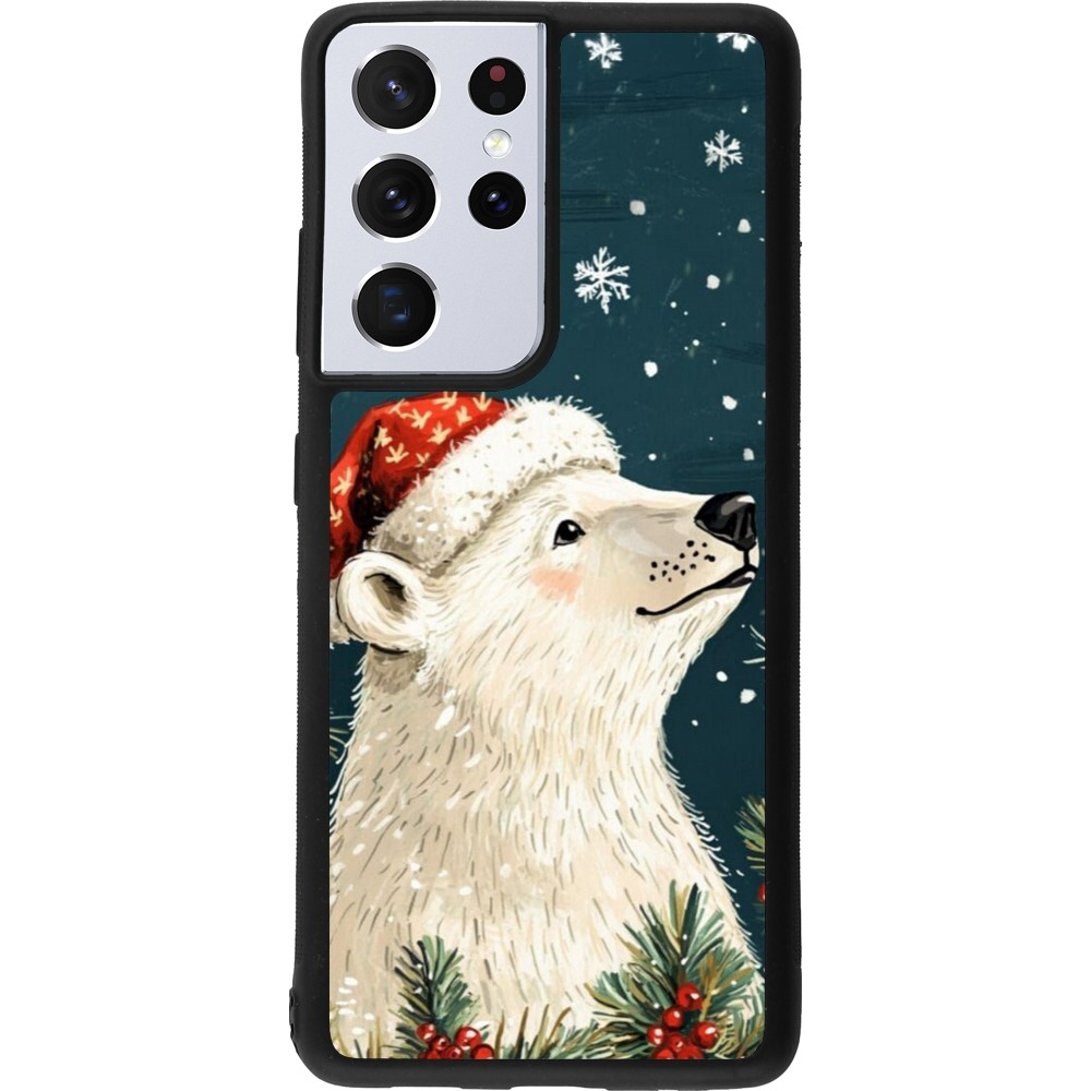Coque Samsung Galaxy S21 Ultra 5G - Silicone rigide noir Christmas 25 Bear