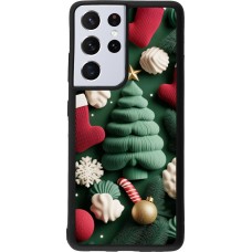 Coque Samsung Galaxy S21 Ultra 5G - Silicone rigide noir Christmas 25 Christmas textiles