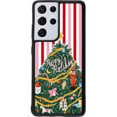 Coque Samsung Galaxy S21 Ultra 5G - Silicone rigide noir Christmas 25 Happy Holiday
