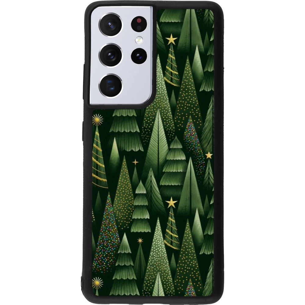 Samsung Galaxy S21 Ultra 5G Case Hülle - Silikon schwarz Christmas 25 Pattern Xmas Tree