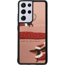 Coque Samsung Galaxy S21 Ultra 5G - Silicone rigide noir Christmas 25 Teckel Merry Xmas