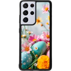 Samsung Galaxy S21 Ultra 5G Case Hülle - Silikon schwarz Easter 2026 Eggs with flowers