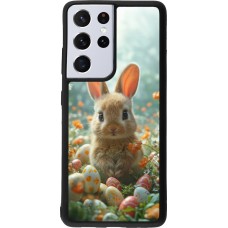 Samsung Galaxy S21 Ultra 5G Case Hülle - Silikon schwarz Easter 2026 Rabbit in the garden