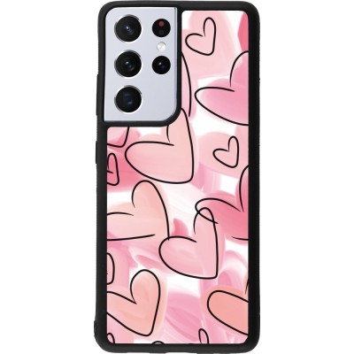 Samsung Galaxy S21 Ultra 5G Case Hülle - Silikon schwarz Easter 2023 pink hearts
