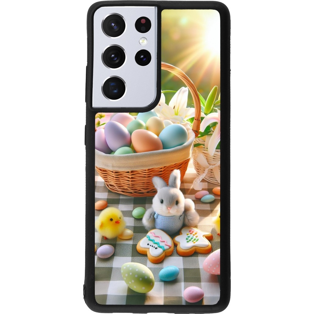 Samsung Galaxy S21 Ultra 5G Case Hülle - Silikon schwarz Ostern 2025 Osterkorb