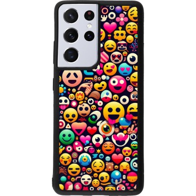 Samsung Galaxy S21 Ultra 5G Case Hülle - Silikon schwarz Emoji Mix Farbe