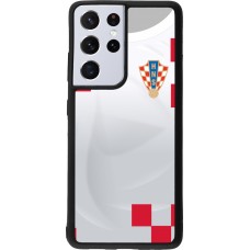 Samsung Galaxy S21 Ultra 5G Case Hülle - Silikon schwarz Kroatien 2022 personalisierbares Fussballtrikot