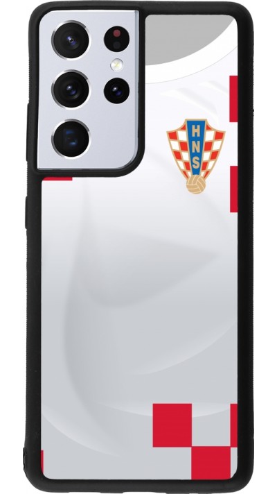 Samsung Galaxy S21 Ultra 5G Case Hülle - Silikon schwarz Kroatien 2022 personalisierbares Fussballtrikot