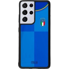 Coque Samsung Galaxy S21 Ultra 5G - Silicone rigide noir Maillot de football Italie 2022 personnalisable