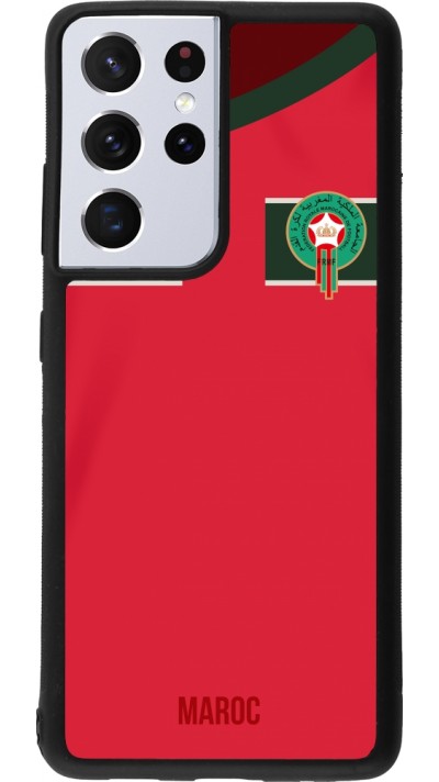 Samsung Galaxy S21 Ultra 5G Case Hülle - Silikon schwarz Marokko 2022 personalisierbares Fussballtrikot