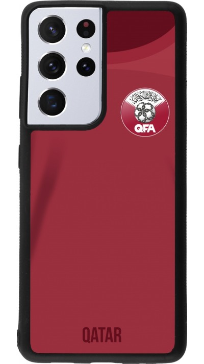 Samsung Galaxy S21 Ultra 5G Case Hülle - Silikon schwarz Katar 2022 personalisierbares Fussballtrikot