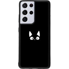 Hülle Samsung Galaxy S21 Ultra 5G - Silikon schwarz Funny cat on black