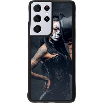 Samsung Galaxy S21 Ultra 5G Case Hülle - Silikon schwarz Halloween 22 Tattooed Girl