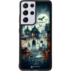 Samsung Galaxy S21 Ultra 5G Case Hülle - Silikon schwarz Halloween Spukstadt