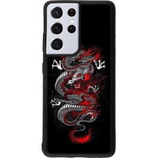Samsung Galaxy S21 Ultra 5G Case Hülle - Silikon schwarz Japanese style Dragon Tattoo Red Black