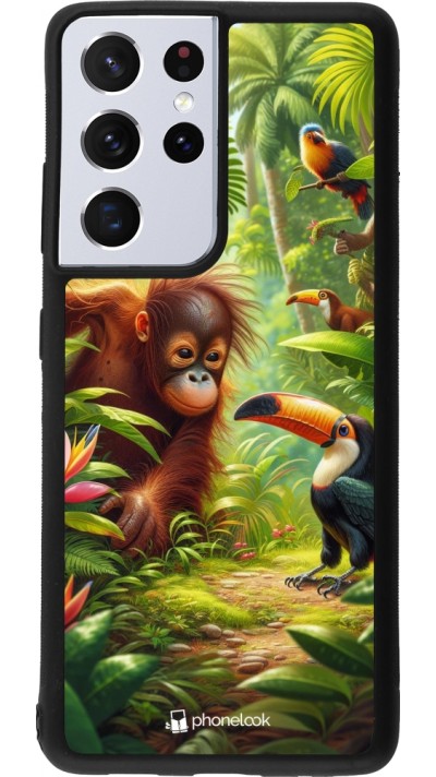 Samsung Galaxy S21 Ultra 5G Case Hülle - Silikon schwarz Tropischer Dschungel Tayrona