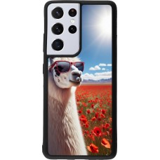 Samsung Galaxy S21 Ultra 5G Case Hülle - Silikon schwarz Lama Chic in Mohnblume