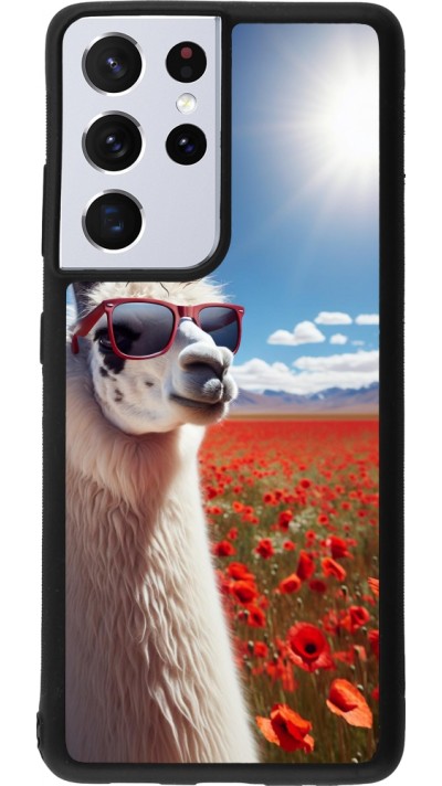 Samsung Galaxy S21 Ultra 5G Case Hülle - Silikon schwarz Lama Chic in Mohnblume